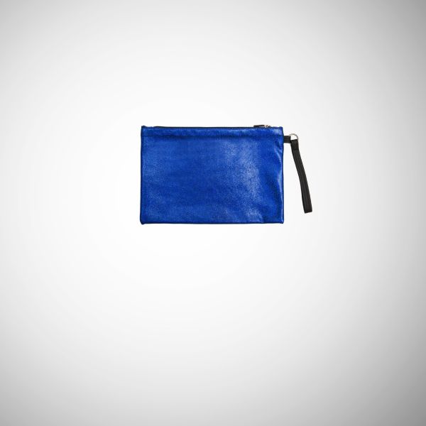 Pochette Frasette in pelle glitter azzurra M