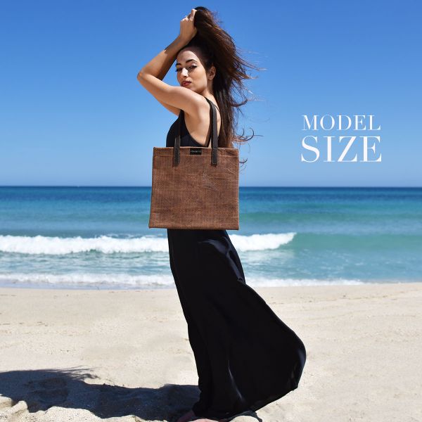Shopping Bag Frasette in pelle metallizzata verde acqua S