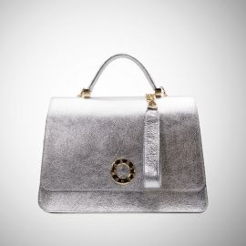 Borsa Frasette in pelle grigia laminata M