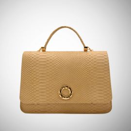 Borsa Frasette in pelle nude stampa pitone