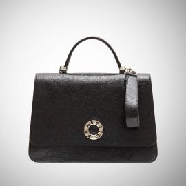 Borsa Frasette in pelle nera glitter M