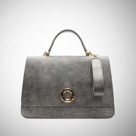 Borsa Frasette in pelle argento vintage M