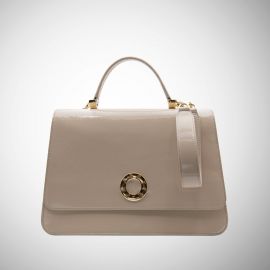 Borsa Frasette in pelle vernice crema M