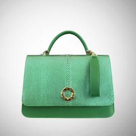 Borsa Frasette in pelle e pitone verde M