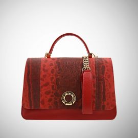 Borsa Frasette in pelle rossa e pitone