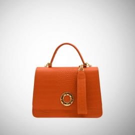 Borsa Frasette in pelle arancio stampa cocco