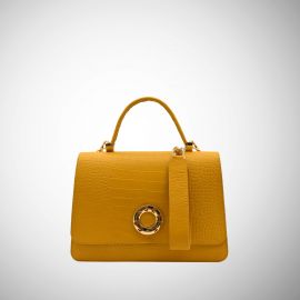Borsa Frasette in pelle senape stampa cocco S
