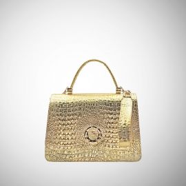 Borsa Frasette in pelle oro stampa cocco S