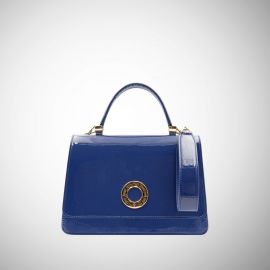 Borsa Frasette in pelle vernice blu S 