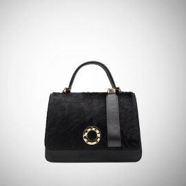 Borsa Frasette in pelle nera e cavallino nero