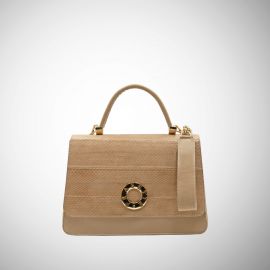 Borsa Frasette in pelle beige e ayers beige S