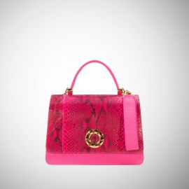 Borsa Frasette in pelle fucsia e pitone S 