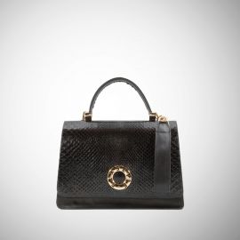 Borsa Frasette in pelle nera e pitone nero S 