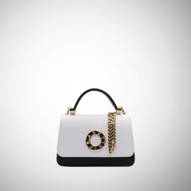 Borsa Frasette in pelle nera e bianca XS