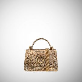 Borsa Frasette in pelle oro stampa leopardo XS
