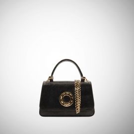 Borsa Frasette in pelle nera laminata XS