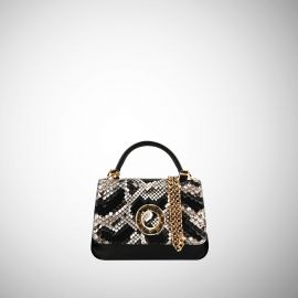 Borsa Frasette in pelle nera e pitone grigio e nero
