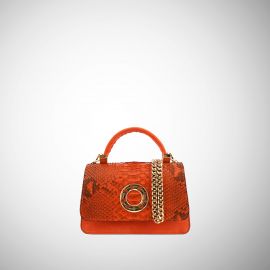 Borsa Frasette in pelle e pitone rosso 