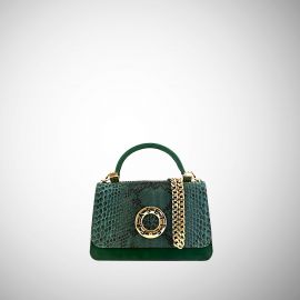 Borsa Frasette in camoscio e pitone verdone