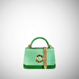 Borsa Frasette in pelle e pitone verde XS