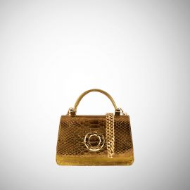 Borsa Frasette in pelle e pitone bronzo XS