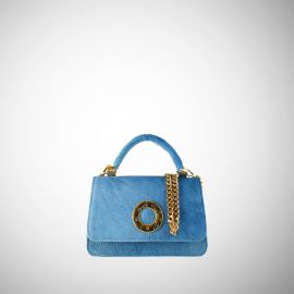 Borsa Frasette in pelle cavallino turchese XS