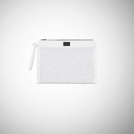 Pochette Frasette in pelle intrecciata e bordi bianca L