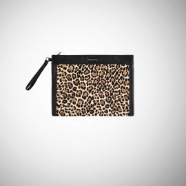 Pochette Frasette in cavallino stampa leopardo e bordi neri L