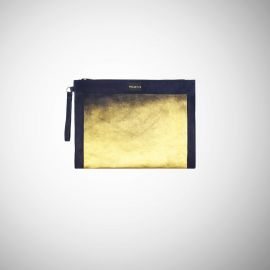 Pochette Frasette pelle scamosciata oro blu LP