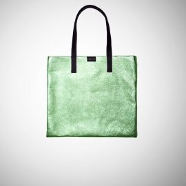 Shopping Bag Frasette in pelle laminata verde acqua M