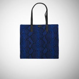 Shopping Bag Frasette in pelle scamosciata bluette stampa serpente M