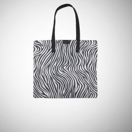 Shopping Bag Frasette in pelle scamosciata bianca stampa zebra M