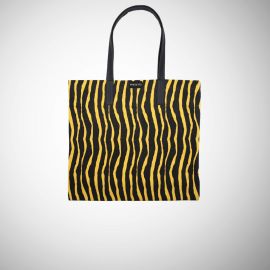Shopping Bag Frasette in pelle scamosciata gialla stampa zebra M
