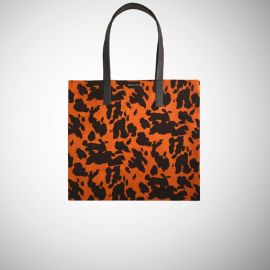 Shopping Bag Frasette in pelle scamosciata arancio stampa mucca M