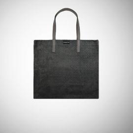 Shopping Bag Frasette in pelle scamosciata grigia stampa optical M 