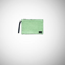 Pochette Frasette in pelle laminata verde acqua M