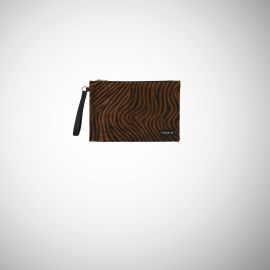 Pochette Frasette in pelle nocciola stampa zebra M