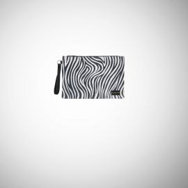Pochette Frasette in pelle bianca stampa zebra M