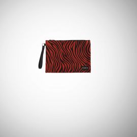 Pochette Frasette in pelle scamosciata arancione stampa zebra M