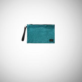 Pochette Frasette in pelle laminata turchese M