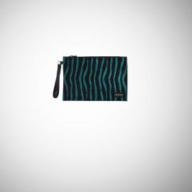 Pochette Frasette in pelle scamosciata turchese stampa zebra M