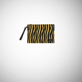 Pochette Frasette in pelle scamosciata gialla stampa zebra M