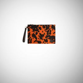 Pochette Frasette in pelle scamosciata arancio stampa mucca M