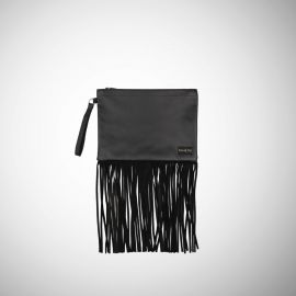 Pochette Frasette in pelle nera con frange M