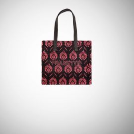 Shopping Bag Frasette in tessuto nero stampa viola S