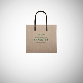 Shopping Bag Frasette in lino grezzo beige stampa verde S