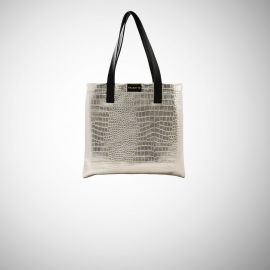 Shopping Bag Frasette in pelle grigia stampa cocco 