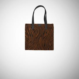 Shopping Bag Frasette in pelle scamosciata nocciola stampa zebra S