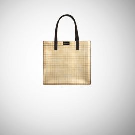 Shopping Bag Frasette in pelle oro stampa quadri S