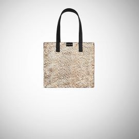 Shopping Bag Frasette in pelle oro stampa leopardo S
